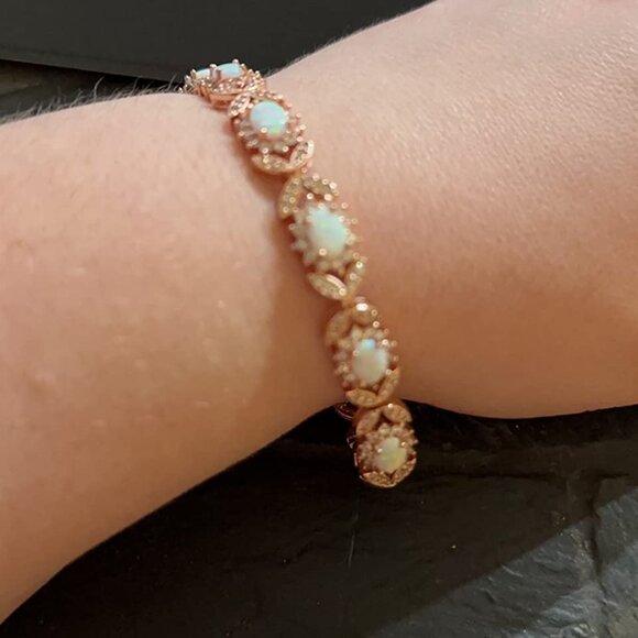 Neiman Marcus 18K Gold Plated Opal Tennis Bracelet - Picture 1 of 6